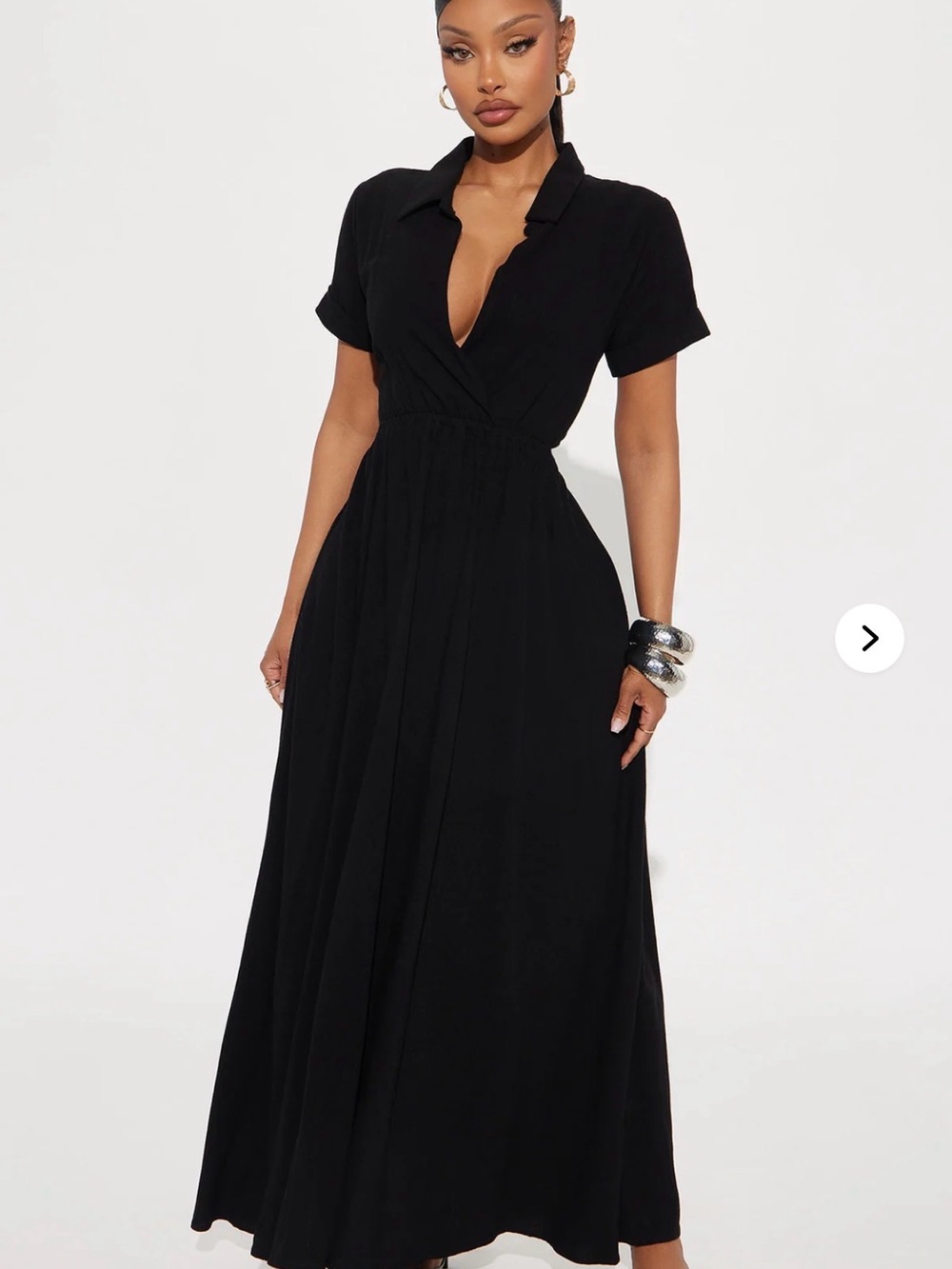 Fashion Nova Black Collared Maxi Dress